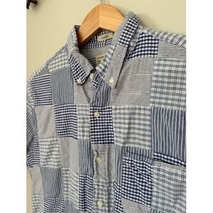 J. Crew Classic Fit Patchwork‎ Short Sleeve Button Down Shirt - Medium
